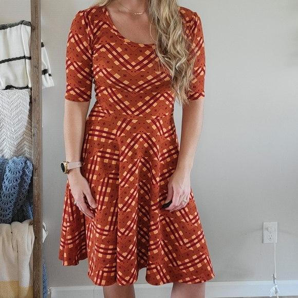 Lularoe Rust Geographic Dress - Picture 1 of 3